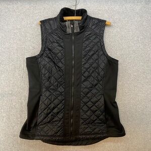 Athleta XL Rock Springs Quilted Vest Black Full Zip Puffer • Mock Neck • Pockets